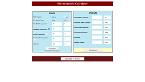 Screenshot of Psychrometric Calculator