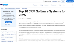 Screenshot of Top 10 CRM Software Systems for 2025 - PeopleGoal