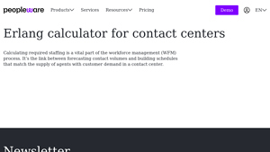 Screenshot of Erlang calculator for contact centers - Peopleware