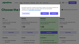 Screenshot of CRM Pricing Plans | Affordable CRM Software Costs | Pipedrive