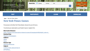 Screenshot of New York Times: Games | Pitkin County Library