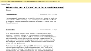 Screenshot of What's the best CRM software for a small business? - Pixenate Forum