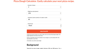 Screenshot of The Ultimate Pizza Dough Calculator (perfect pizza)