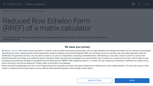 Screenshot of Reduced Row Echelon Form (RREF) of a matrix calculator