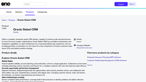 Screenshot of Oracle Siebel CRM - SoftwareOne Marketplace