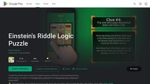 Screenshot of Einstein's Riddle Logic Puzzle - Apps on Google Play