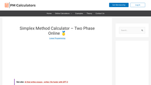 Screenshot of Simplex Method Calculator - Two Phase Online