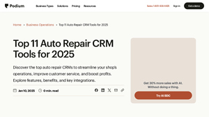 Screenshot of Top 11 Auto Repair CRM Tools for 2025 - Podium
