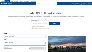 Screenshot of ATV, UTV, SxS Payment Calculator - Polaris