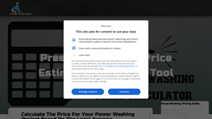Screenshot of Pressure Washing Price Estimate Calculator Tool
