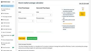 Screenshot of Stock market Average Calculator - Praveen MP