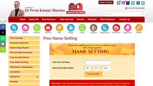 Screenshot of Name Setting Calculator Online Free - Dr. Prem Kumar Sharma