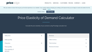Screenshot of Priceedge tool - Price elasticity of Demand Calculator