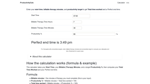 Screenshot of Therapist Productivity Calculator – Free, Fast, No Login