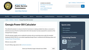 Screenshot of Georgia Power Bill Calculator