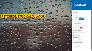 Screenshot of Psychrometric Calculator Online