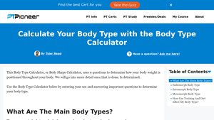 Screenshot of Body Type Calculator 2025 Update - Learn Your Body ... - PTPioneer