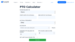 Screenshot of PTO Calculator - PurelyHR
