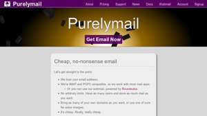 Screenshot of Purelymail: Cheap email for everyone