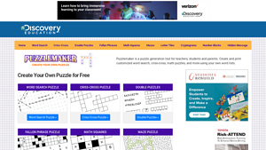Screenshot of Discovery Education Puzzlemaker: Online Puzzlemaker | Create ...
