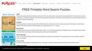Screenshot of FREE Printable Word Search Puzzles