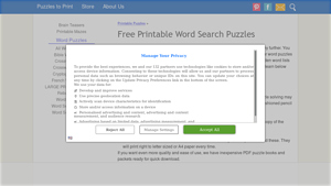 Screenshot of Free Printable Word Search Puzzles