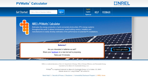Screenshot of PVWatts Calculator