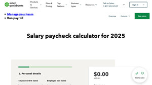Screenshot of Paycheck Calculator [2025] - Hourly & Salary - QuickBooks