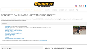 Screenshot of Concrete Calculator - How Much Do I Need? | QUIKRETE