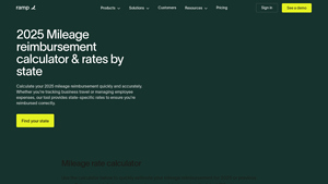 Screenshot of 2025 Mileage Reimbursement Calculator & Rates by State - Ramp