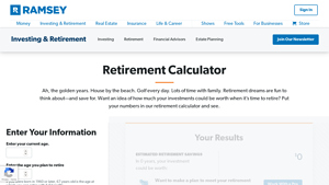 Screenshot of Retirement Calculator - Ramsey Solutions