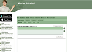 Screenshot of Distributive property simplify calculator - rational-equations.com