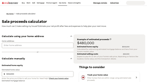 Screenshot of Sale Proceeds Calculator - Calculate Profits from Selling Your Home