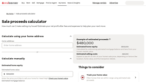 Screenshot of Sale Proceeds Calculator - Calculate Profits from Selling Your Home