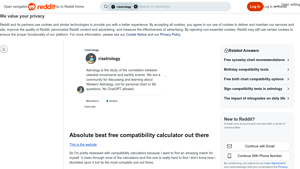 Screenshot of Absolute best free compatibility calculator out there : r/astrology