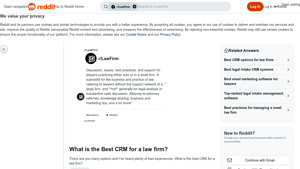 Screenshot of What is the Best CRM for a law firm? : r/LawFirm - Reddit