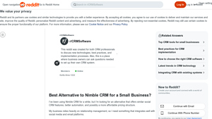 Screenshot of Best Alternative to Nimble CRM for a Small Business? - Reddit