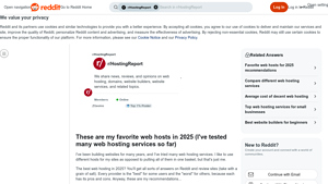 Screenshot of These are my favorite web hosts in 2025 (I've tested many ... - Reddit