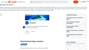 Screenshot of Best Dividend App/ Interface - Reddit