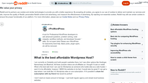 Screenshot of What is the best affordable WordPress Host? : r/ProWordPress - Reddit