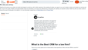 Screenshot of What is the Best CRM for a law firm? : r/LawFirm - Reddit
