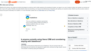 Screenshot of r/salesforce on Reddit: Is anyone currently using Veeva CRM and ...