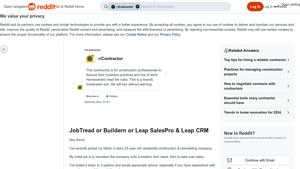 Screenshot of JobTread or Buildern or Leap SalesPro & Leap CRM - Reddit