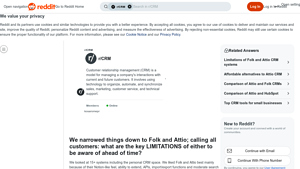 Screenshot of We narrowed things down to Folk and Attio; calling all customers