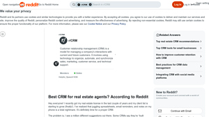 Screenshot of Best CRM for real estate agents? According to Reddit