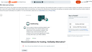 Screenshot of Recommendations for hosting. GoDaddy Alternative? - Reddit