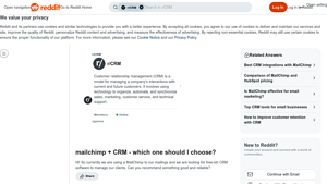 Screenshot of mailchimp + CRM - which one should I choose? - Reddit