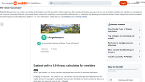 Screenshot of Easiest online 1.9 thread calculator for newbies : r/forgeofempires