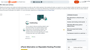 Screenshot of cPanel Alternative on Reputable Hosting Provider : r/webhosting