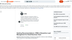 Screenshot of CRM to Streamline Lead Management for Small Business Team